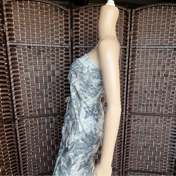 Zara Camo Strapless Zipfront Dress With Zippered Pocketd Small - Picture 4 of 11